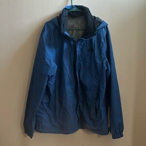 EUC MEN’S THE NORTH FACE RAIN JACKET BLUE FULL ZIP SIZE EXTRA LARGE XL BLUE